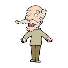 cartoon old man gasping in surprise N9