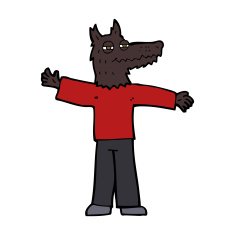 cartoon happy wolf man N14