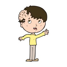 cartoon boy with growth on head N42