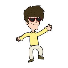 cartoon waving cool guy N9