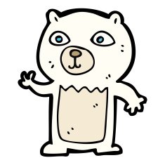 cartoon waving polar bear cub N42