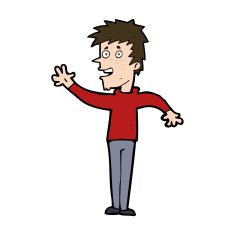 cartoon happy boy waving N22