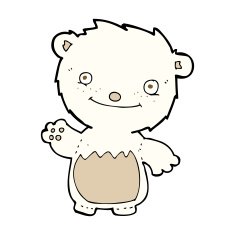 cartoon waving polar bear cub N43
