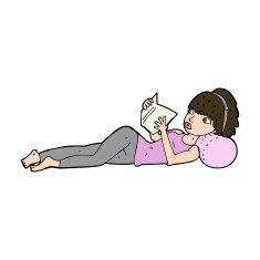 cartoon pretty woman reading book N9