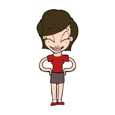 cartoon woman with hands on hips N239