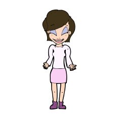 cartoon happy woman shrugging shoulders N18