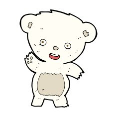 cartoon waving polar bear N57