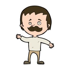 cartoon man with mustache waving N32