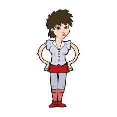 cartoon woman with hands on hips N240