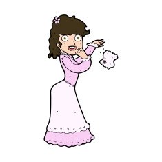 cartoon victorian woman dropping handkerchief N10