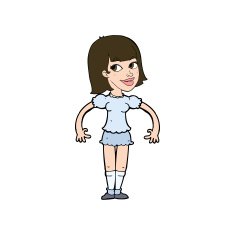 cartoon woman shrugging shoulders N515