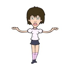 cartoon woman shrugging shoulders N517