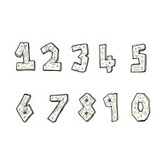 cartoon wooden numbers N11
