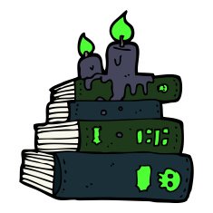 cartoon spooky old books N11
