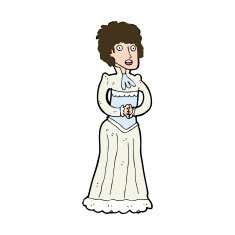 cartoon shocked victorian woman N11