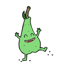cartoon happy dancing pear N11