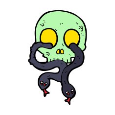 cartoon skull with snakes N11
