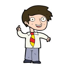 cartoon school boy with idea N35