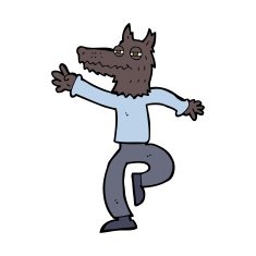 cartoon happy wolf man N15