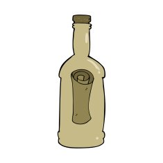 cartoon letter in a bottle N31