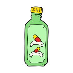 cartoon old bottle of pills N11