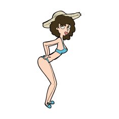 cartoon pin-up beach girl N11