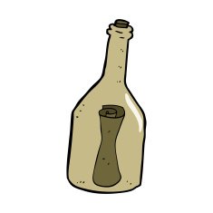 cartoon letter in a bottle N33