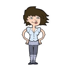 cartoon woman with hands on hips N242