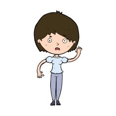 cartoon waving woman N150