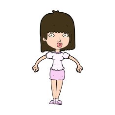 cartoon woman shrugging shoulders N518