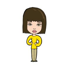 cartoon woman indicating self N10
