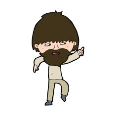 cartoon bearded man pointing and laughing N11