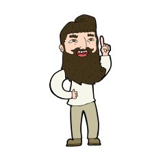cartoon happy bearded man with idea N11