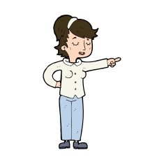 cartoon friendly woman pointing N11