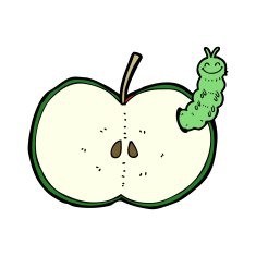 cartoon bug eating apple N21