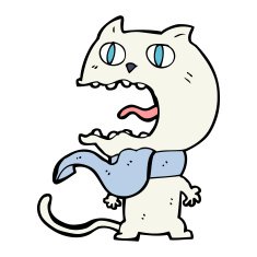 cartoon frightened cat N27