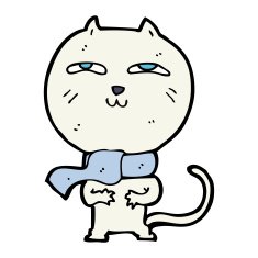 cartoon funny cat wearing scarf N16