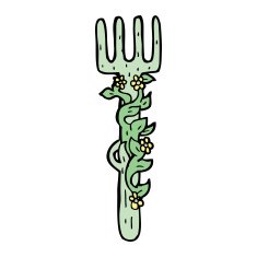 cartoon ornate wooden fork N11