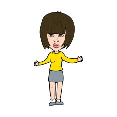 cartoon woman shrugging shoulders N521