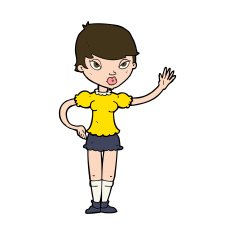 Cartoon Woman Waving N372