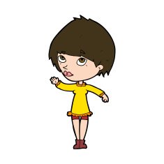 Cartoon Woman Waving N373