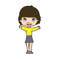 Cartoon Woman Waving N374