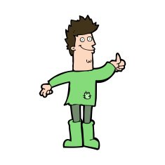 cartoon positive thinking man in rags N11