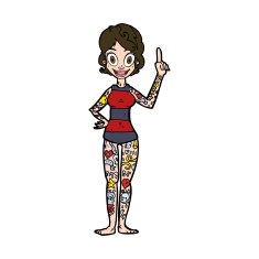 cartoon woman covered in tattoos N11