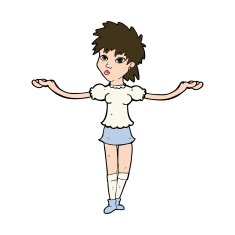 cartoon woman shrugging shoulders N522