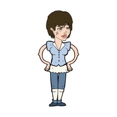 cartoon tough woman with hands on hips N11