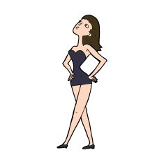 cartoon woman in party dress N10