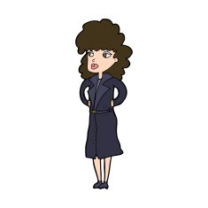 cartoon woman in trench coat N30