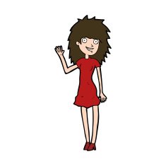 cartoon happy woman waving N11