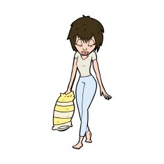 cartoon woman going to bed N10